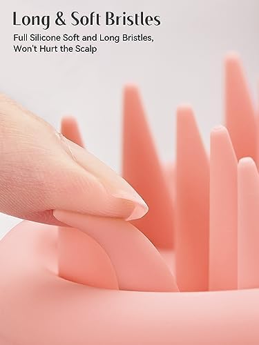 HEETA Scalp Massager Hair Growth, Scalp Scrubber with Soft Bristles, Integrated Silicone Design, Exfoliator for Dandruff Removal & Relaxation, Shampoo Brush Fit Wet Dry Hair Use, Light Pink