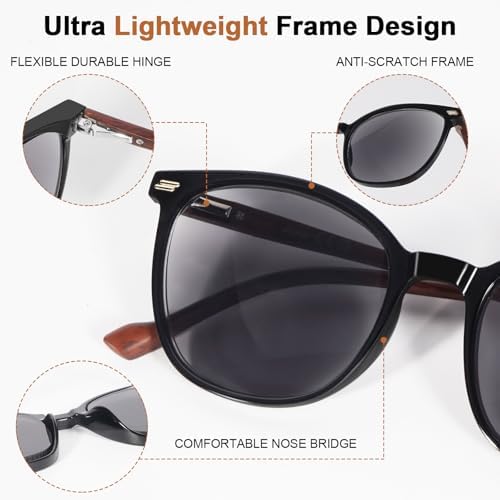 LADEESSE 3 Pack Reader Sunglasses for Women & Men, UV400 Protection Sun Reading Glasses for Outdoor -200