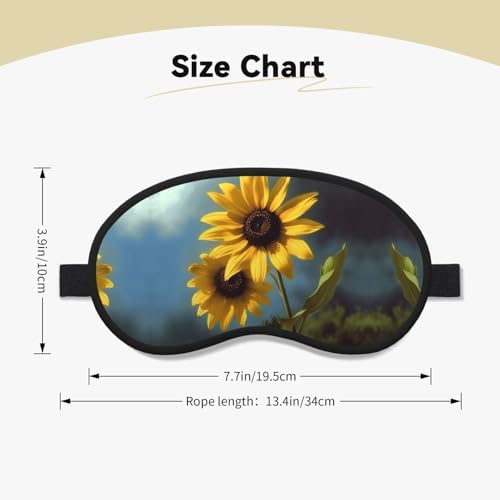 Sunflower Eye Mask for Sleeping Soft Satin Sleep Shade Cover Blindfold with Elastic Strap Travel Nap Blackout Eye Shade Cover for Women Men