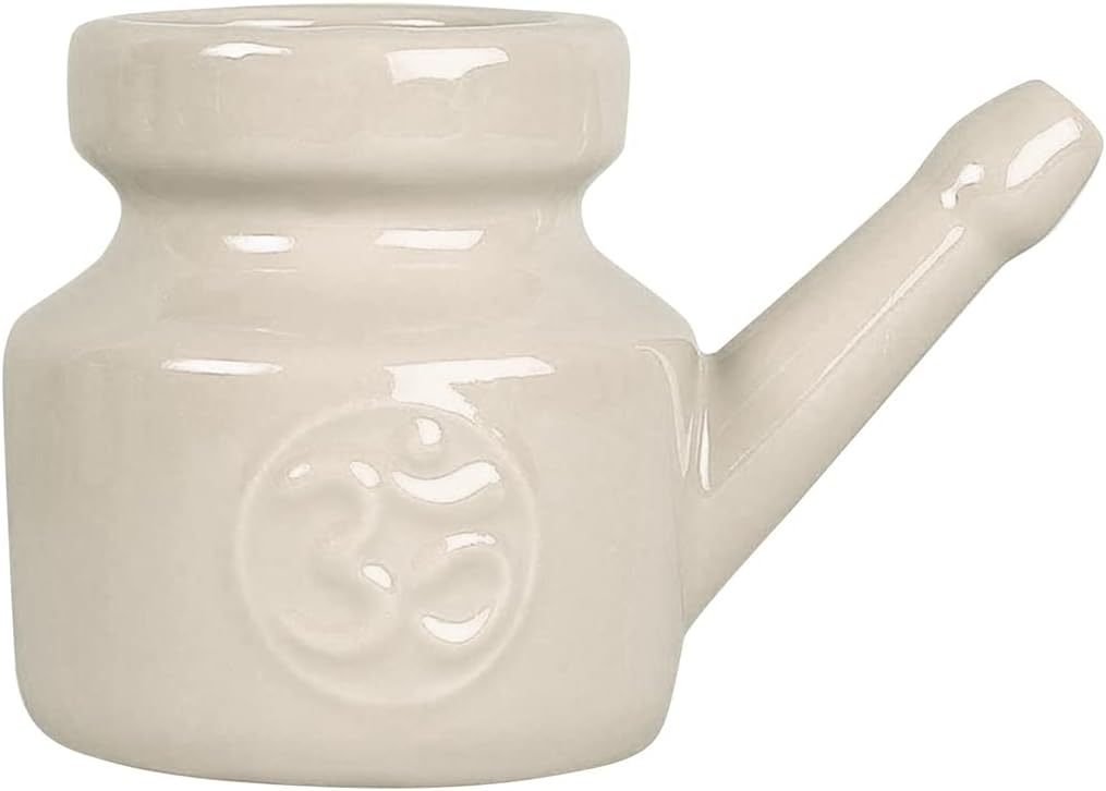 350Ml Ceramic Neti Pot Nose Cleaning Pot Leakproof Spout Pot for Nasal Rinsing Nose Washing Men Women,Grey