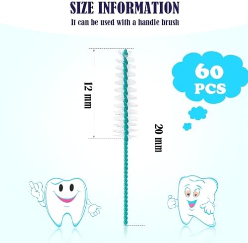 Interdental Brush Dental Picks Tooth Floss Interdental Brush Between Teeth Refills White Refills for Tooth Cleaning(60 Pieces,Tight)