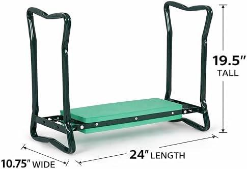 Backyard Expressions Garden Kneeler & Seat – 2-in-1 Garden Stool and Kneeler, Foldable Gardening Bench with Cushioned Pad for Weeding, Planting & Yard Work