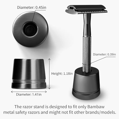 Bambaw Black Safety Razor Stand | Razor Holder for Men | Shaver Holder Stand does not fit all Safety Razors | Double Edge Safety Razor Stand | Safety Razor Holder Stand | Single Razor Stand