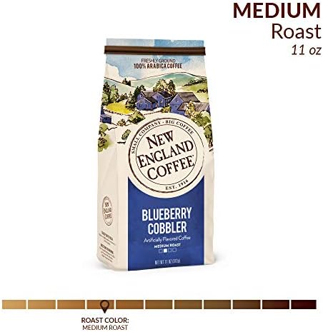 New England Coffee Blueberry Cobbler Medium Roast Ground Coffee, 11oz Bag (Pack of 3)