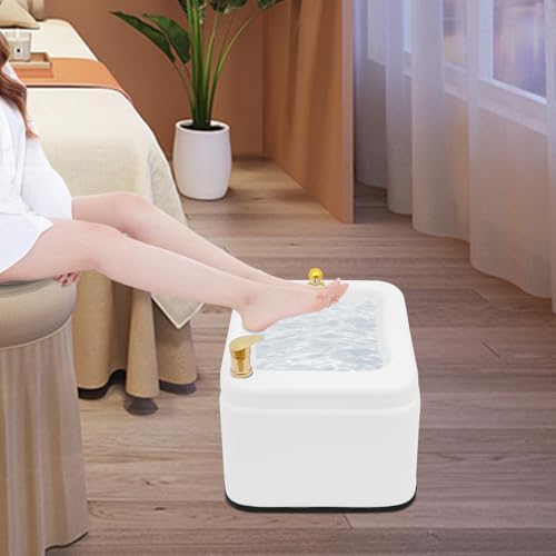 Acrylic Massage Foot Bath, Portable Foot Spa Tub with Practical Hand Shower + 4 Wheels, Bottom Raised Massage Point & Adjustable Hot and Cold Water for Salons Homes. (Style 1)