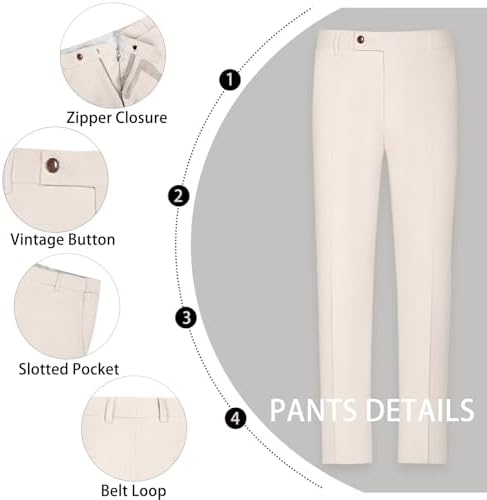 Mens Linen Suit 2 Piece Casual Suits for Men Summer Beach Groom Wedding Suit Linen Blazer Pants Set