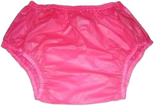 Adult Pull on Plastic Pants Anti-Side Leakage Incontinence Safety Pants Quiet Waterproof Diaper Covers Reusable,Pink,L