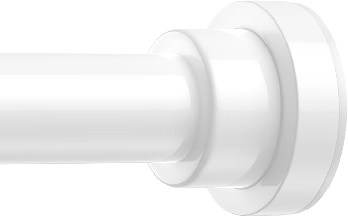 Shower Curtain Rod 31-76 Inch,0.87"Diameter Adjustable Spring Tension Curtain Rods No Drill,Ivory White Tension Shower Rod for Bathroom,Room Divider,Window,Anti-Rust Non-Slip 1-Pack