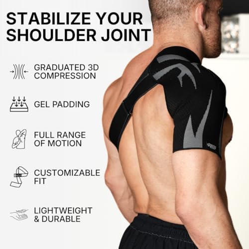 Anaconda Fightwear Shoulder Brace (Large) -Rotator Cuff Compression Support with Gel Pad for Shock Absorption & Joint Health -Adjustable Fit for Left/Right Shoulder - Ideal for Athletes, Men and Women