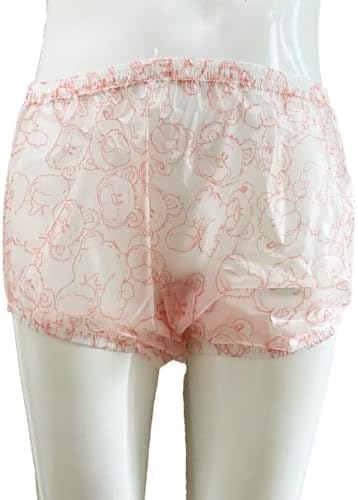 Haian High-Waisted Adult Incontinence Pull-on Plastic Printed Waterproof Pants (3XL, Bear)