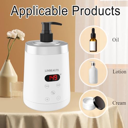 Massage Oil Warmer Bottle Professional Lotion Heater for SPA, Automatic Heated Lotion Cream for Salon, Barber Shops, Home, with Two Oil Bottle Dispenser