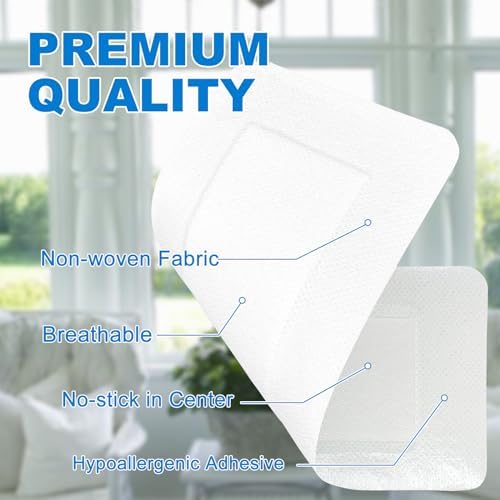 Ceeport Island Dressing Bordered Gauze 4"x10", 25 Individually Packed Non-Stick Pad in Center with Adhesive Border,Soft & Highly Absorbent Medical Grade Dressing Gauze Pad for Wound Care and First Aid