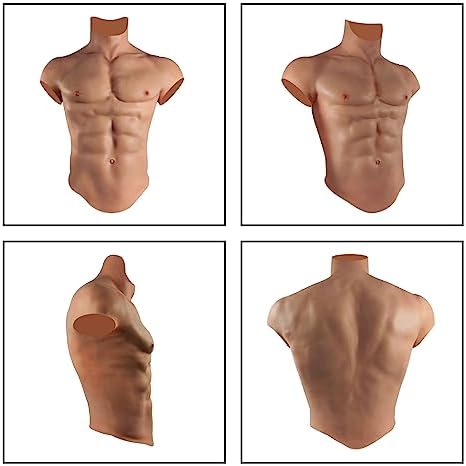 Realistic Fake Silicone Muscle High Collar Chest Costume for Cosplay Makeup Halloween Props Male Shaper Stronger