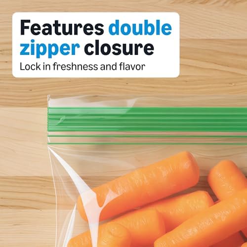 Amazon Basics Square Snack Bags with Double Zipper, Seals in Freshness, 5 1/8" x 4 11/16", 100 Count