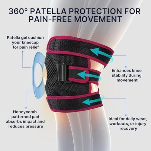 Fit Geno KneeXpert Knee Brace with Side Stabilizers & Patella Gel Pad - Adjustable Compression Support for Pain Relief, Meniscus, ACL, Arthritis, Running - XL/XXL