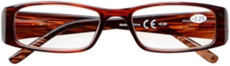 Eyekepper 5-Pack Spring Hinges Rectangular Reading Glasses Readers Brown +2.5