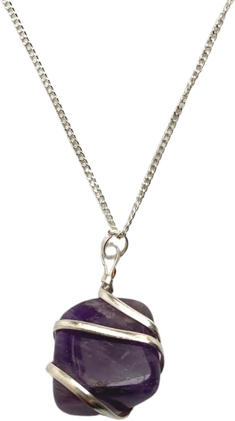 VIE Tumbled Stone Wire Wrap Pendant, 2-3cm