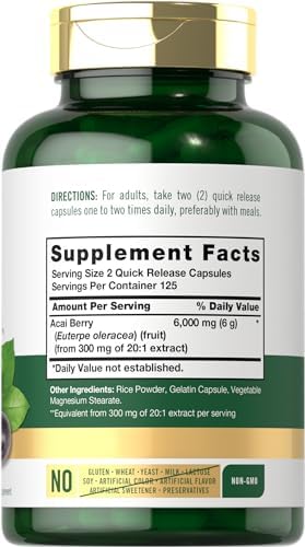 Carlyle Acai Berry Supplement | 250 Capsules | Traditional Herbal Extract | Non-GMO & Gluten Free