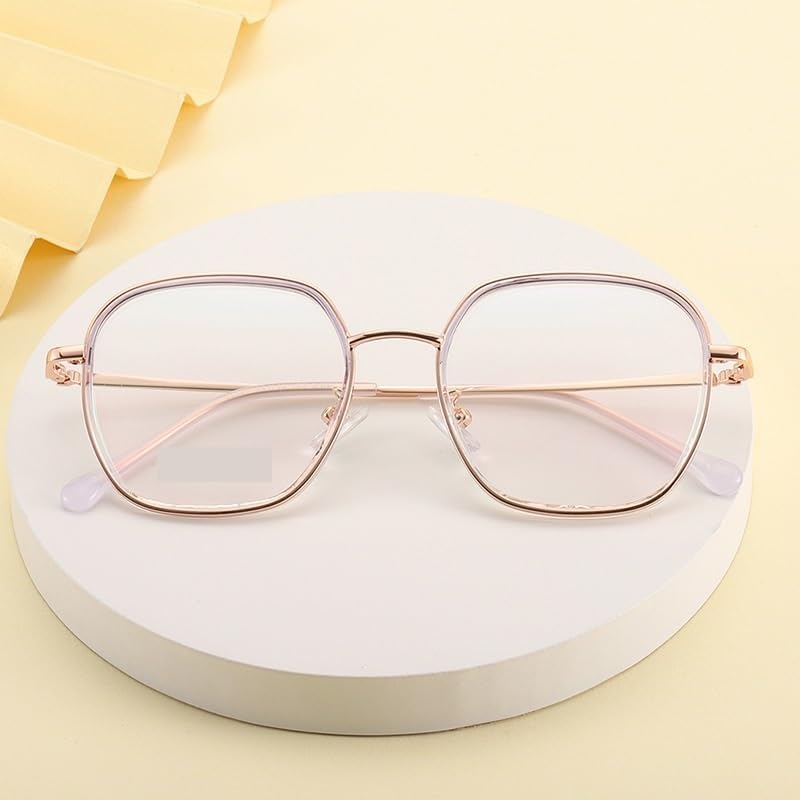 Anti Eye Strain Oversized Computer Readers Blue Light Blocking Reading Glasses Flat Light Mirror Presbyopic Glasses (Color : Purple, Size : +100)
