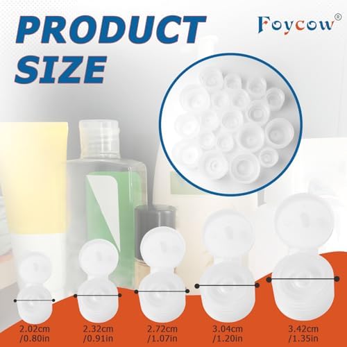 20-Pack with 5 Sizes Reusable, Leak-Proof Caps Flip Top Snap Top Dispenser Perfect for Most Bottles Zero Waste Solution for Home Bathroom-Bottle Emptying Caps Included