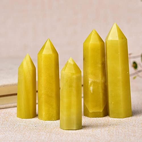 1PC Natural Crystal Point Lemon Jade Stone Obelisk Yellow Quartz Tower Ornament for Home Decor Energy Stone Pyramid Gift-Lemon Jade_50-60mm