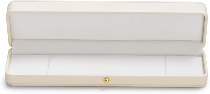 Oirlv Premium Leather Necklace Box White Necklace Presentation Box Velvet Interior Long Chain Bracelet Necklace Storage Case