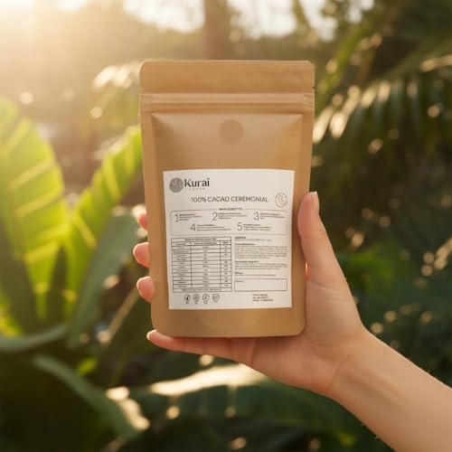 Kurai 100% Pure Ceremonial Cacao | Rich in antioxidants & magnesium. Supports focus & wellness. No sugar, gluten-free. Ideal for rituals or daily cacao drinks. (3 oz)
