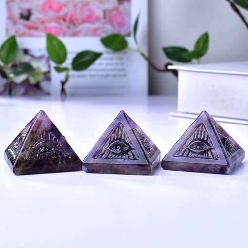 Amethyst Healing Crystal Pyramid,Natural Stone Purple Pyramid for Meditation, Reiki Energy, Chakra Balancing,Energy Enhancement Great Gift for Home Decor, Office Desk, and Spiritual Practices