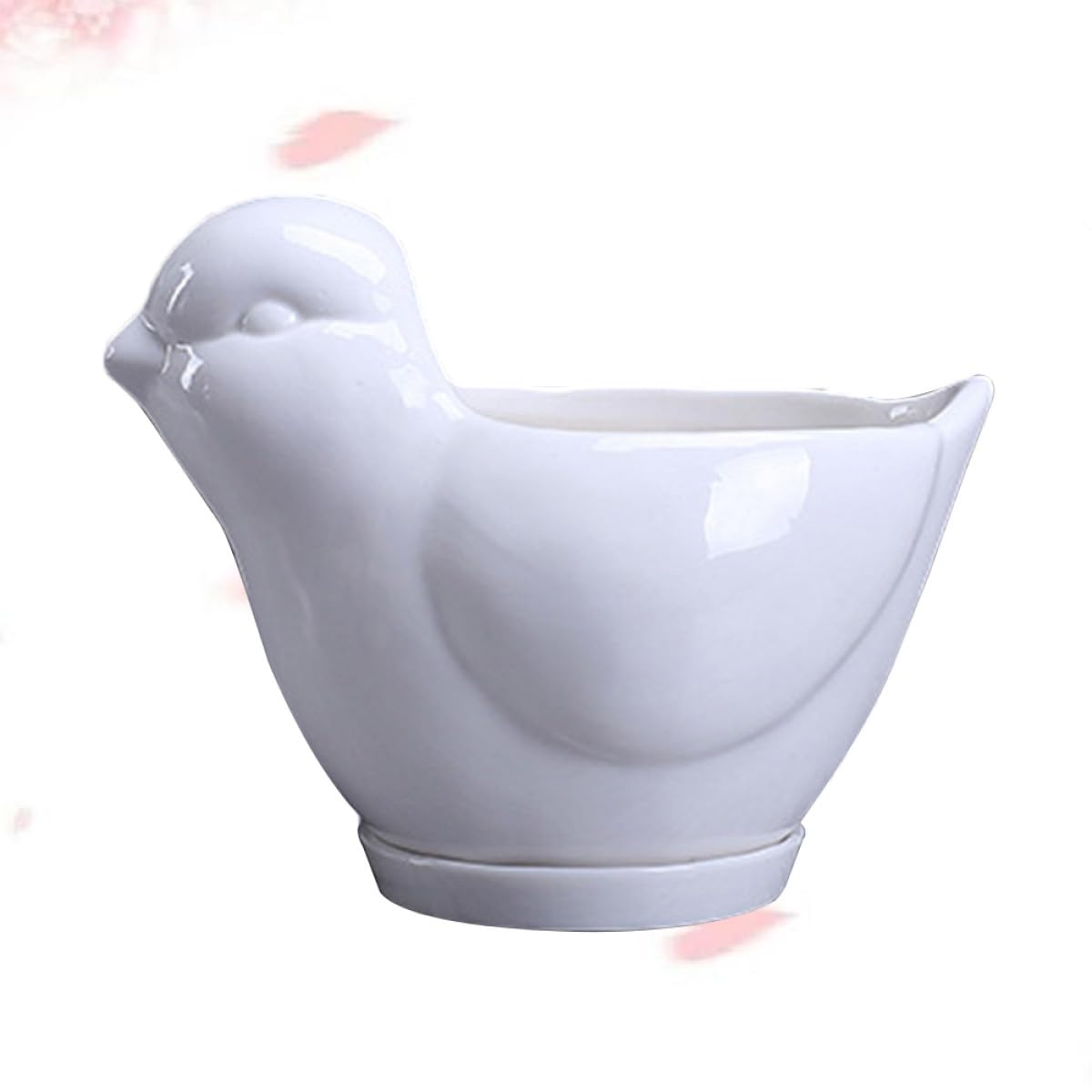 HANABASS Ceramic Succulent Plant Pot Bird Shape White Small Flower Pot Saucer Indoor Desktop Planter for Home Garden Decor