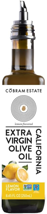 Cobram Estate Lemon Artisan Collection Flavored Extra Virgin Olive Oil - Low-Fodmap Diet Friendly, First Cold Pressed 100% California Extra Virgin Olive Oil - Bright & Flavorful, Non-GMO (250mL)