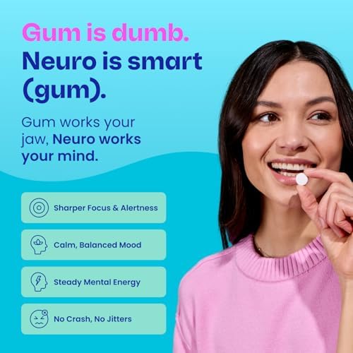 Neuro Variety Pack Gum - Energy & Focus Gum (Peppermint, Spearmint, Wintergreen) - Nootropic Supplement with Natural Caffeine + L-Theanine for Brain Health - Sugar Free, Vegan - 54 ct, 6 Pack
