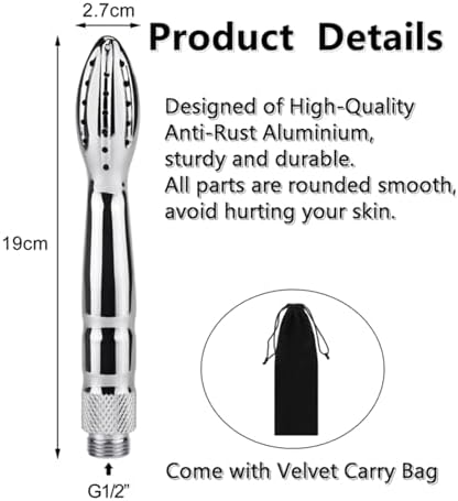 Shower Douche Shower Enema Shower Cleaner Enema Douche System, Handheld Water Shower Nozzle Anal Rinse Vaginal Cleaning Kit for Men Women, Silver (Aluminum)