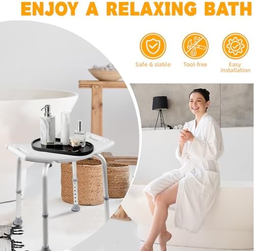 Adjustable Shower Chair, Shower Stool for Inside Shower, Shower Bench,Shower Seat, Bath Chair for Elderly, Disabled, Pregnant, Bathtub, Shower Stall, Non Slip Base, 400 LBS Heavy Duty