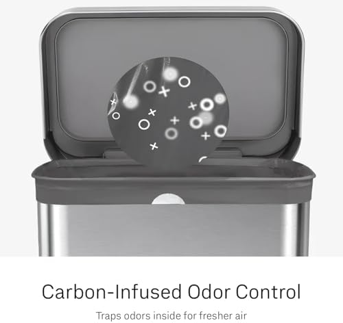 simplehuman Code J 100 Count Odorsorb® Custom Fit Liners, Drawstring Odor Absorbing Trash Bags, One-by-One Mess-Free Dispense, Extra Thick & Double Seamed, 50% PCR Plastic, 38-45 Liter / 10-12 Gallon