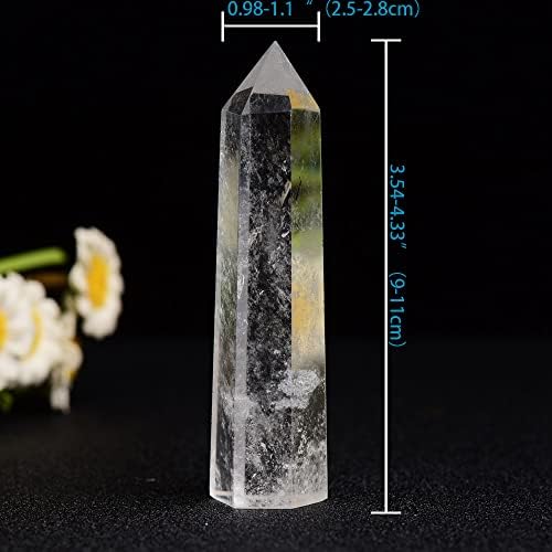 1Pc Natural Clear Quartz Crystal Tower 3.6-4.3" Healing Crystal Wand 6 Faceted Chakra Reiki Meditation Therapy
