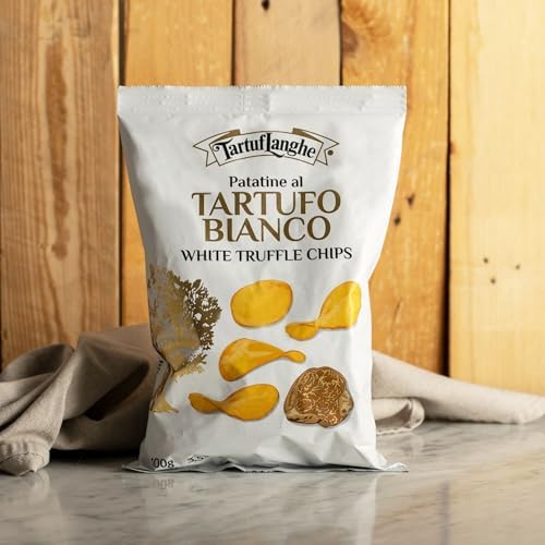 TartufLanghe White Truffle Chips – Italian Snack, Gluten-Free, Vegan, Nut-Free Potato Crisps for Unique Appetizers, Tapas, Dips, & Charcuterie - 3.53 oz (Pack of 1)