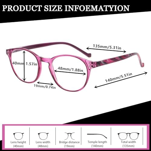 NORPERWIS 5 Pairs Reading Glasses - Standard Fit Spring Hinge Readers Glasses for Men and Women (Black Purple Red Blue Brown, 2.25)