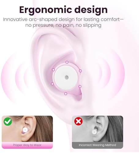 Ear Plugs for Hearing Protection, Ear Plugs for Sleeping Noise Reduction, 4 Sizes of Eartips Silicone Soft Reusable EarPlugs for Sleep Concert Noise Sensitivity with Case