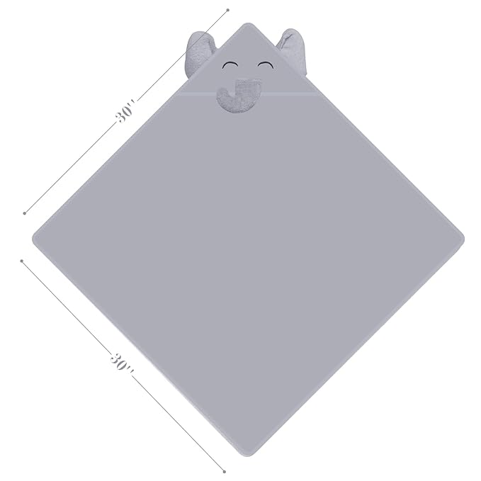 YOYOO Premium Baby Bath Towel – Viscose Derived from Bamboo, Baby Hooded Towels - Newborn Essential Cute Grey Little Elephant -Perfect Baby Registry Gifts for Boy Girl
