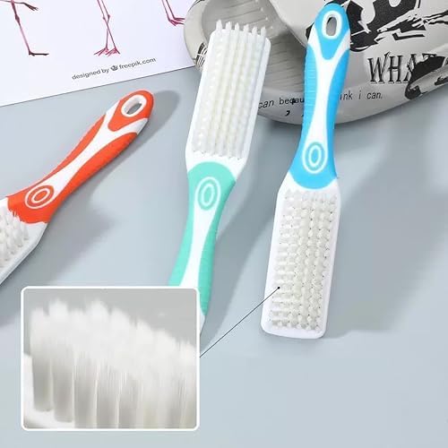 4Pcs Laundry Scrub Brush Cleaning Tool, with Long Handle Very Soft Bristle Cleaning Brush for Clothes Shoes Delicate Fabric (Blue Green Pink Orange)