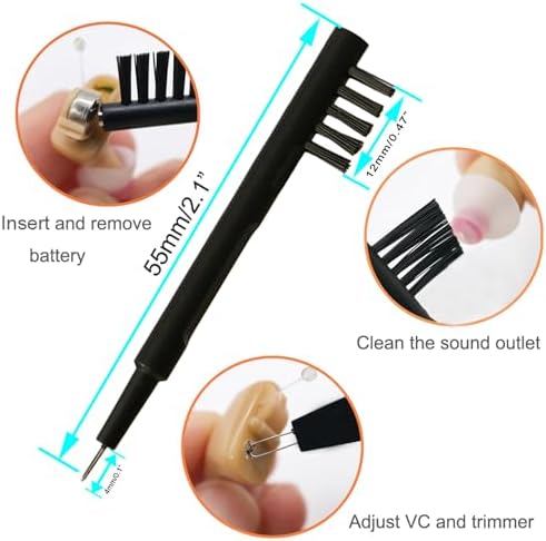 MiniFit Power Domes for Oticon Hearing Aids - 6mm Replacement Domes for Oticon Mini RITE Hearing Aids with Cleaning Brush Tools Kit and Carry Case (6mm)