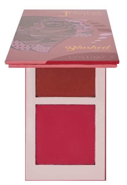 Juvia's Place Blushed Duo Blush Volume3 - Two Tone Pigmented Buildable Pressed Mineral Powder - Rosy Natural Cheeks Matte Fresh Finish for All Skin Color