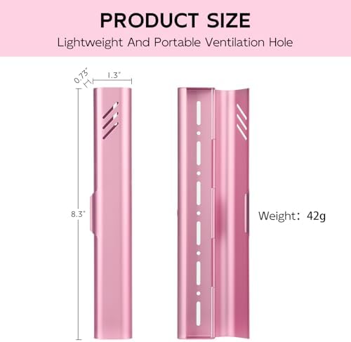 Travel Toothbrush Case, Portable Toothbrush Holder, Durable Aluminum Toothbrush Storage Box, Small Breathable Manual Toothbrush Container for Traveling, School, Camping, Business Trip - Pink