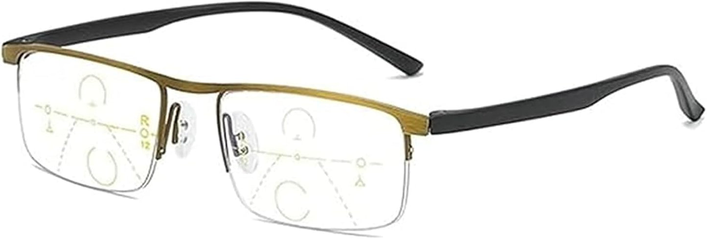 Ribili IntelliReaders, Anti-Blue Light Presbyopia Glasses, Titanium Progressive Reading Glasses