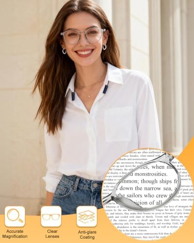 5-Pack Reading Glasses for Women Men, 3.0 Blue Light Blocking Computer Glasses with Spring Hinge, Round Fashion Readers with Case and Cleaning Cloth