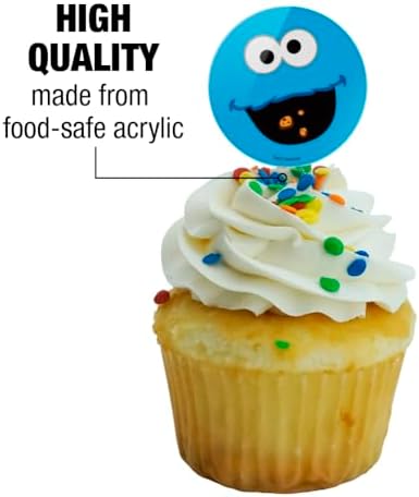 Sesame Street Cookie Monster Face Cupcake Picks Toppers Decoration Set of 6