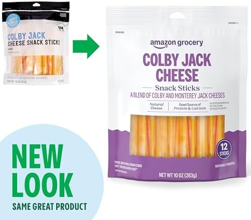 Amazon Grocery, Colby Jack Cheese Snack Sticks, 10 Oz, 12 Ct