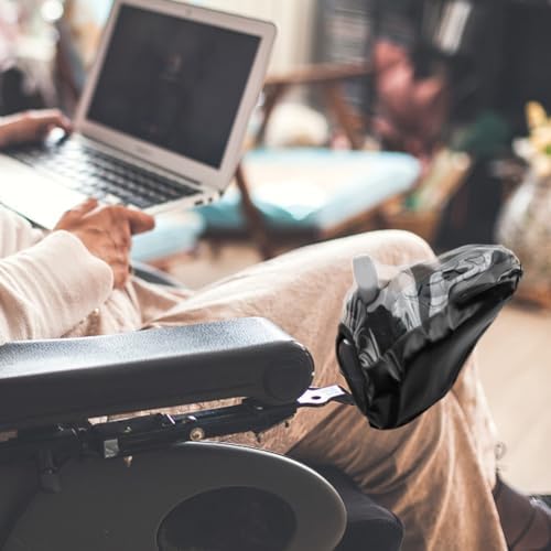 Power Wheelchair Joystick Protector Cover, Waterproof Electric Arm Control Cover With Adjustable Strap, Electric Wheelchair Wrist Control Protector with Clear Top, Black