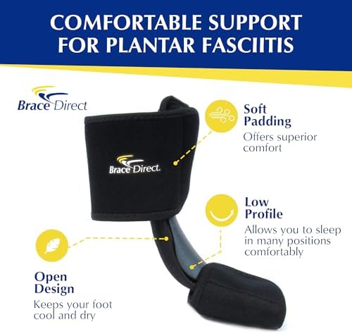 Brace Direct Dorsal Night Splint – Adjustable Sleeping Brace for Plantar Fasciitis, Achilles Tendonitis & Drop Foot, Heel & Arch Pain Relief, Size L-XL (US Shoe Men 8.5-14 / Women 9.5-15)