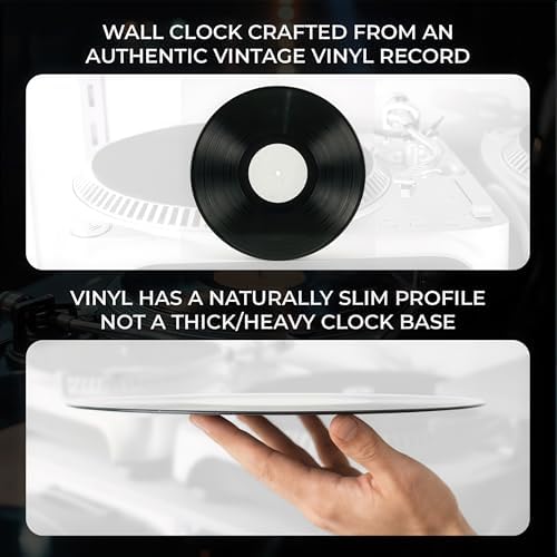 Dental Wall Clock – Tooth Design for Dental Office, Unique Dental Decor for Home & Office, Dentist Gift Idea, Black (12" Vinyl Record (Without Backlight))